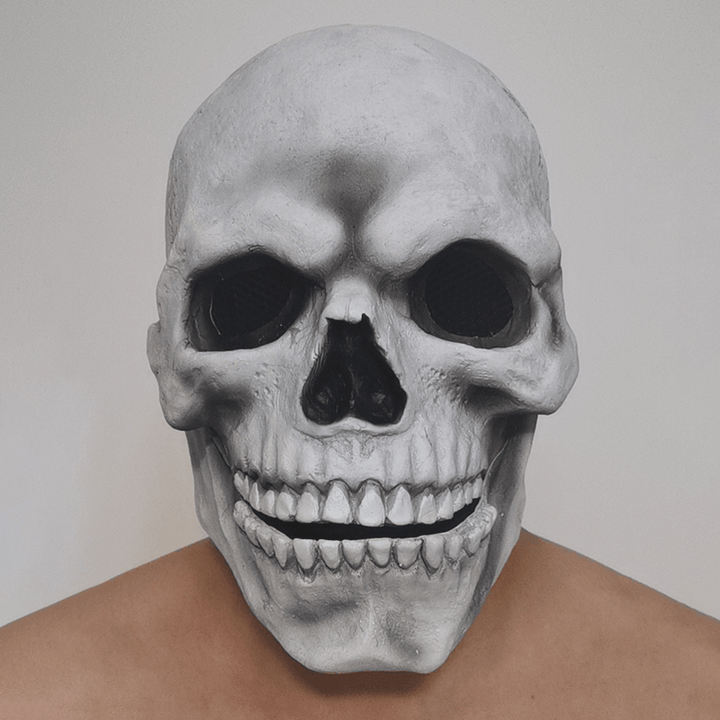 Halloween Mask Demon Skull Headgear Mask Zombie Ghost Skeleton Headgear Skull Head Jaw Movable Light Mask - MRSLM