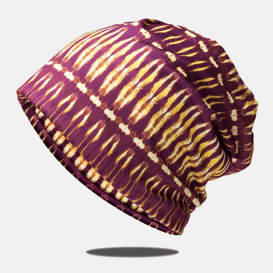 Women Cotton Geometry Pattern Dual-Use Baotou Hat Bib Fashion Casual Breathable Elastic Scarf Beanie Hat Bonnet Hat Headscarf - MRSLM