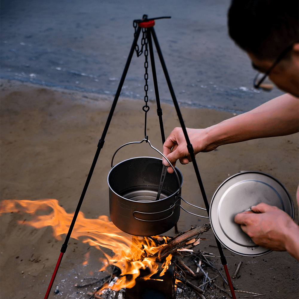 Multifunction Camping BBQ Tripod Bonfire Portable Hanging Water Jugs Bracket Detachable Barbecue Cookware - MRSLM