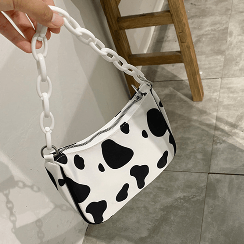 Women Milk Pattern Chain Shoulder Crossbody Bag - MRSLM