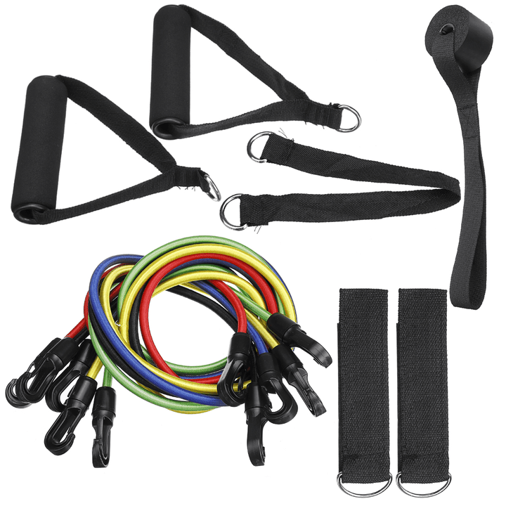 11PCS 30LBS Yoga Resistance Bands Set Home Workout Fitness Training Tubes Indoor Exercise Tools - MRSLM