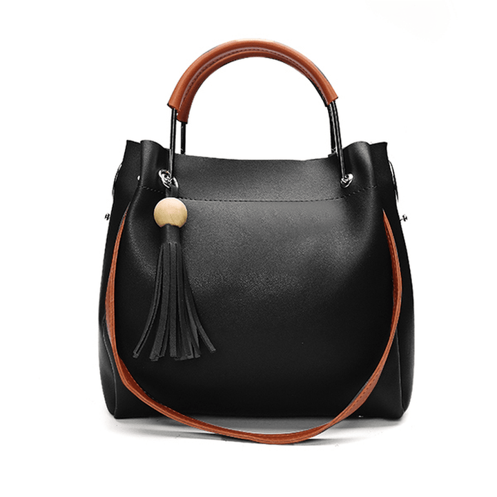 Women Pu Leather Tassels Handbag Casual Crossbody Bag - MRSLM