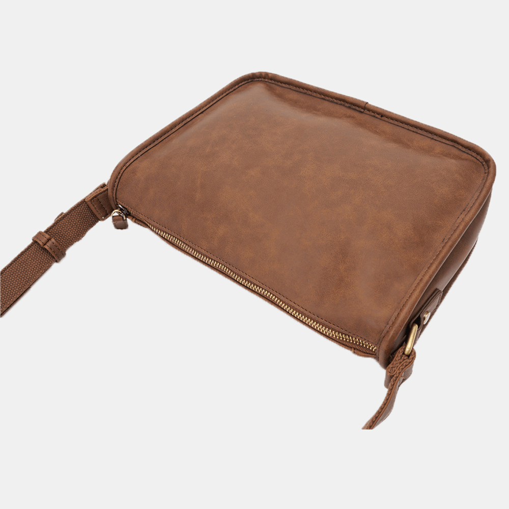 Men PU Leather Large Capacity Vintage 6.3 Inch Phone Bag Messenger Bag Crossbody Bags Shoulder Bag - MRSLM