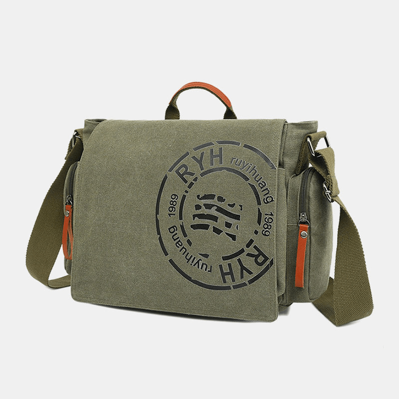 Men Canvas Multi-Compartment Multi-Pocket Casual Shoulder Bag Messenger Bag Crossbody Bags Handbag - MRSLM