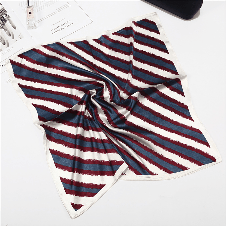 Color Blocking Striped Small Square Scarf - MRSLM