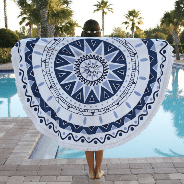 150Cm European Style Thin Polyester Fiber Beach Yoga Towel round Bed Sheet Tapestry Tablecloth - MRSLM