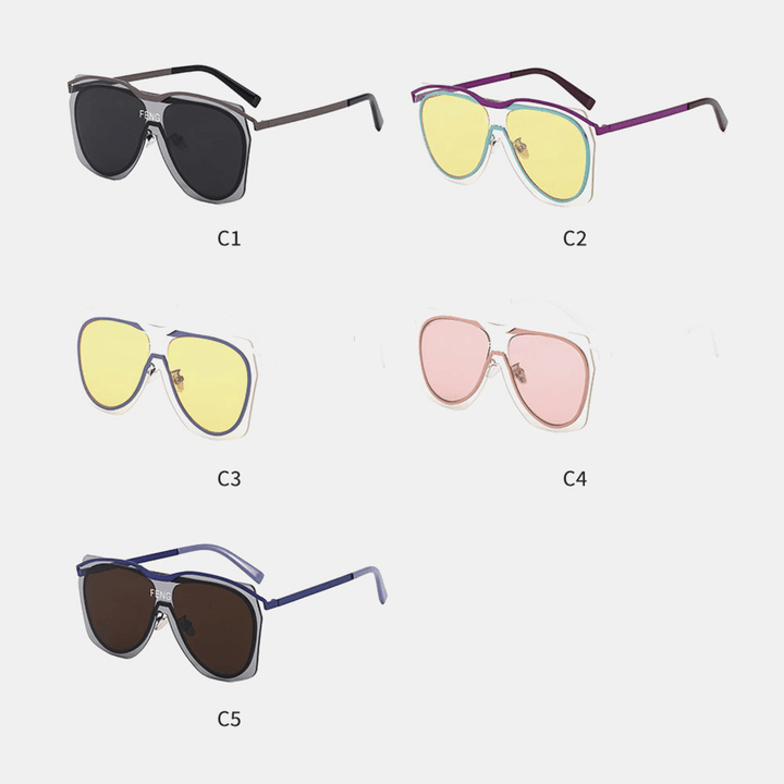 Unisex Double-Layer Lens Large Frame Letter Pattern UV Protection Personality Sunglasses - MRSLM