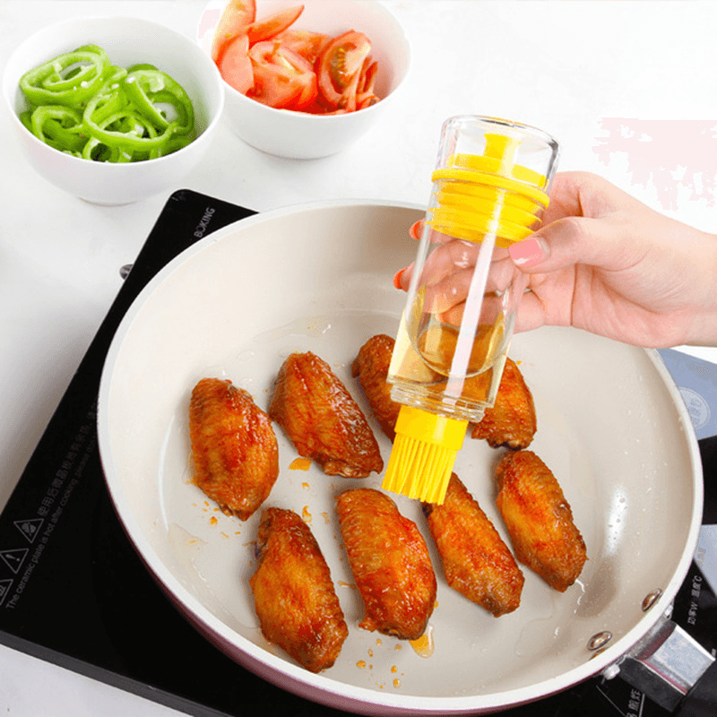 Kitchen BBQ Brushes Bakeware Tools High Temperature Resistant with Oil Bottle Silicone Brush - MRSLM