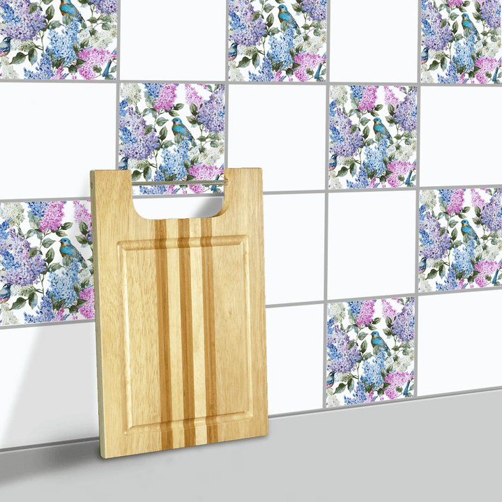 Flowers Pearl Film Tile Stickers Bathroom Living Room Waterproof PVC Wall Stickers - MRSLM