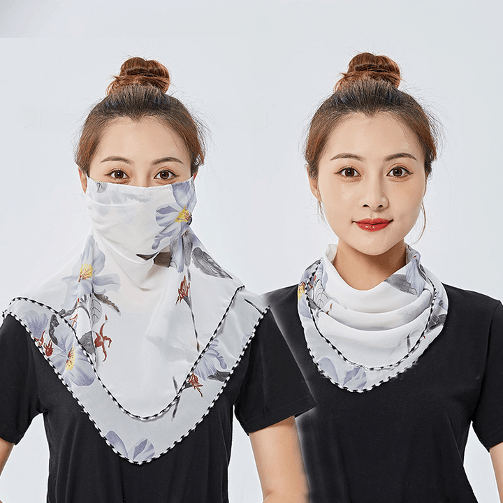 Fashion Printing Women'S Enlarged Neck Mask, Driving Sunshade and Sunscreen Mask - MRSLM