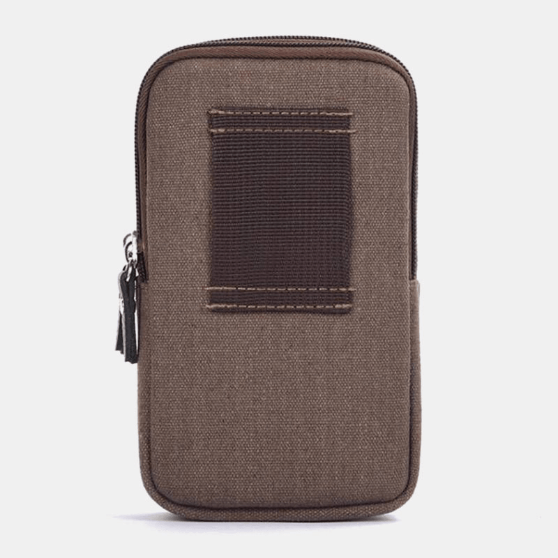 Men Canvas Multi-Pocket Outdoor Sports 6.3 Inch Phone Bag Waist Bag Sling Bag - MRSLM