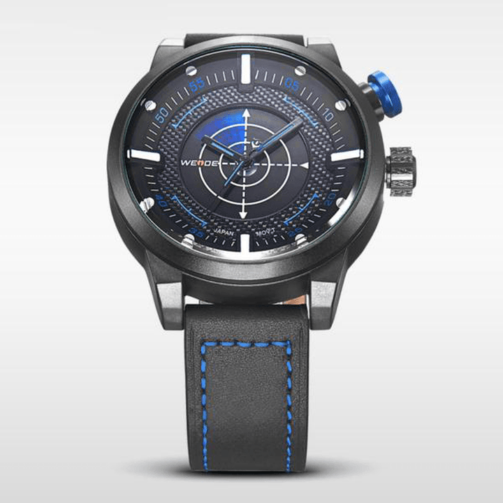 WEIDE WH5201-3C Fashion Men Quartz Watch Leather Strap Sport Watch - MRSLM
