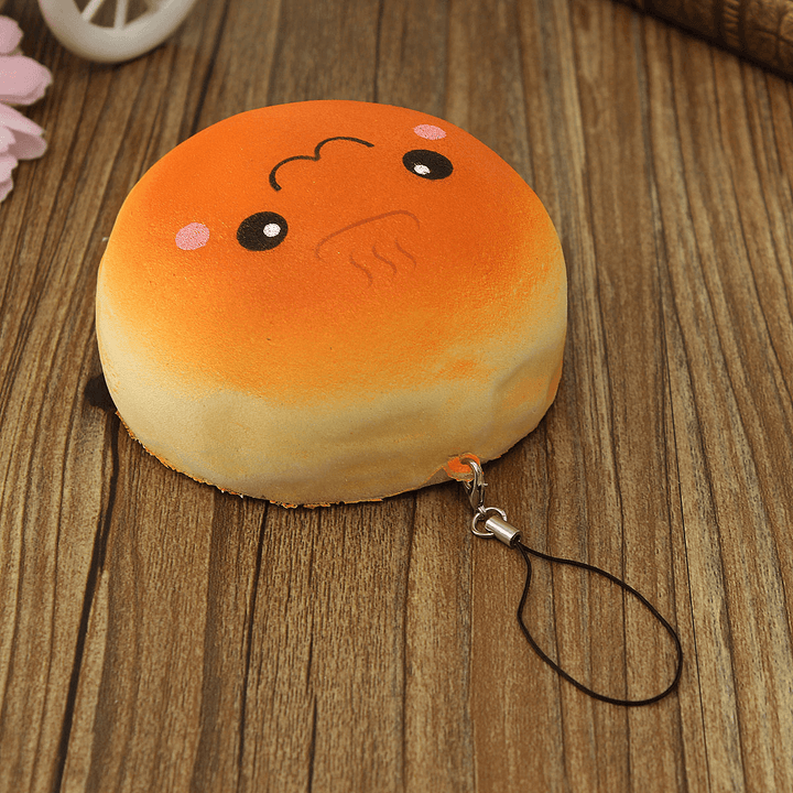 10CM Cute Smiling Expression Kawaii Squishy Bread Keychain Bag Phone Charm Strap - MRSLM