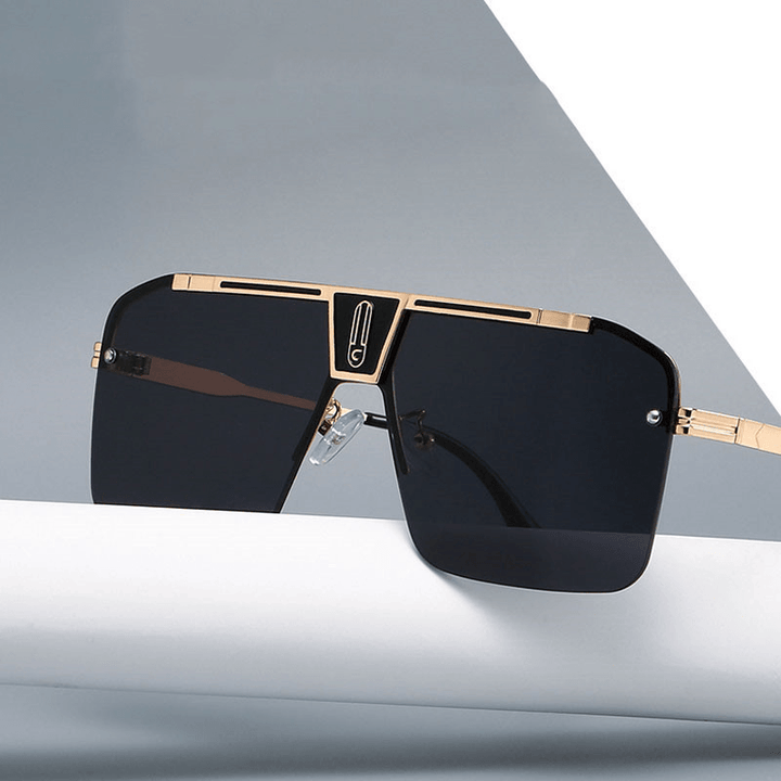 Fashion Large Square Metal Sunglasses - MRSLM