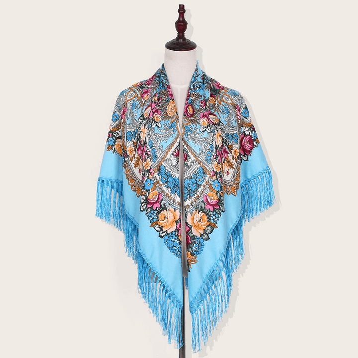 Shade and Sunscreen Printed Fringed Shawl - MRSLM