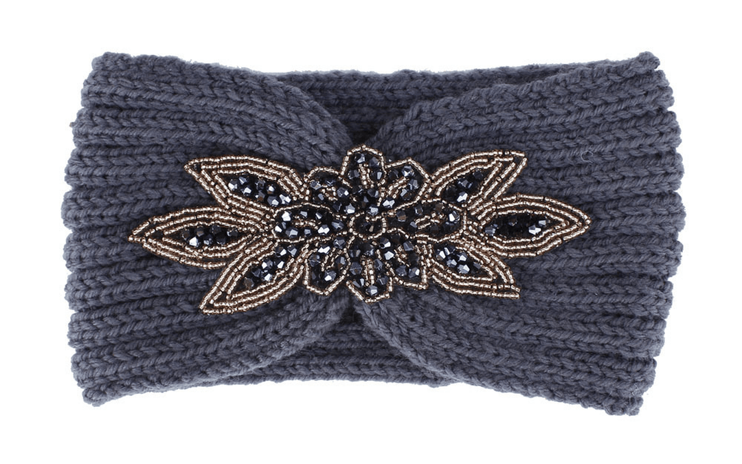 Hair Band with Hexagonal Diamond Sticking Knit Woolen Head - MRSLM