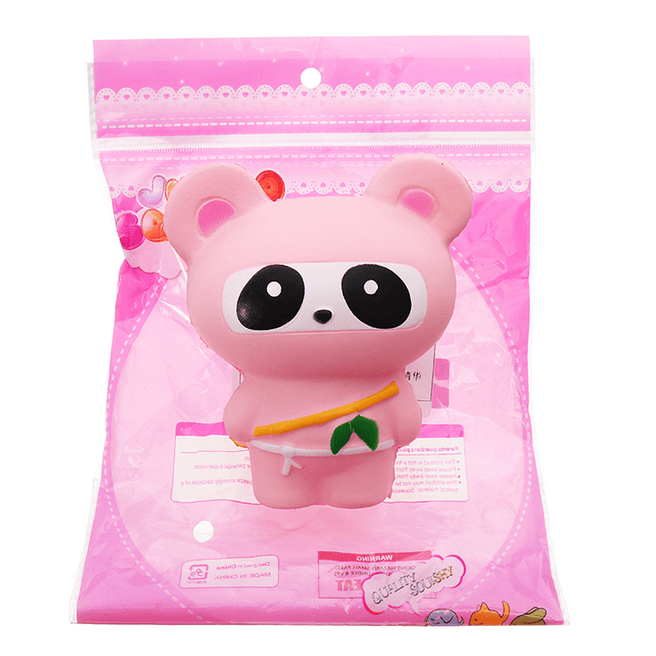 Pink Bear Squishy Panda Ninja Suit Soft Toy 13.5Cm Slow Rising Bag with Packaging Gift - MRSLM