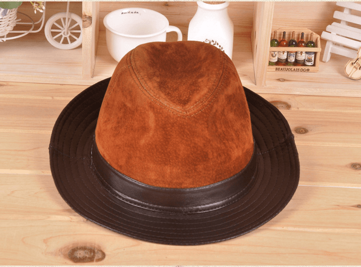 Sheep Skin Big Brim Hat Leather Top - MRSLM