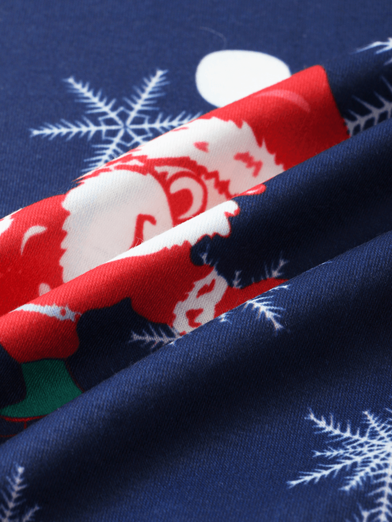 Women Santa Claus Print Long Sleeve Pullover Loose Elastic Waist Pants Christmas Pajama Set - MRSLM