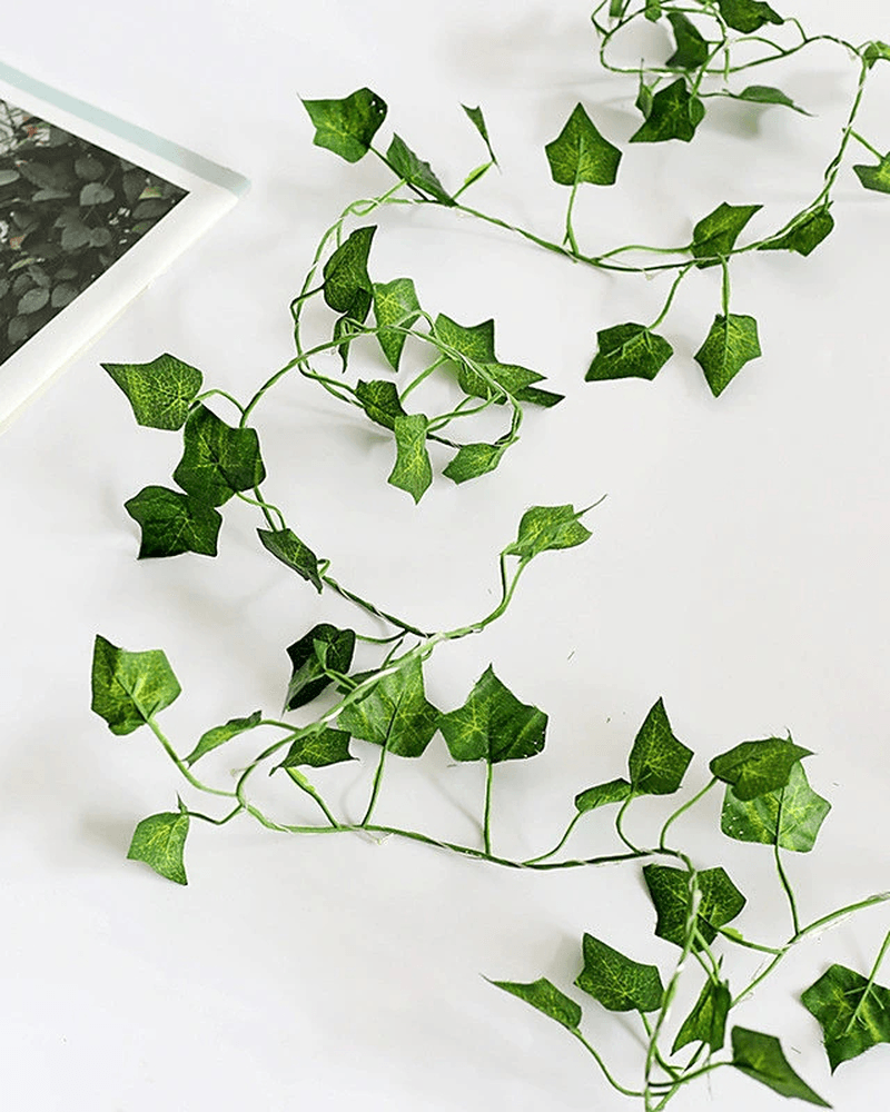 1X 2M Artificial Plants Led String Light Creeper Green Leaf Ivy Vine for Home Wedding Decor Lamp DIY Hanging Garden Yard Lighting (Come without Battery) - MRSLM