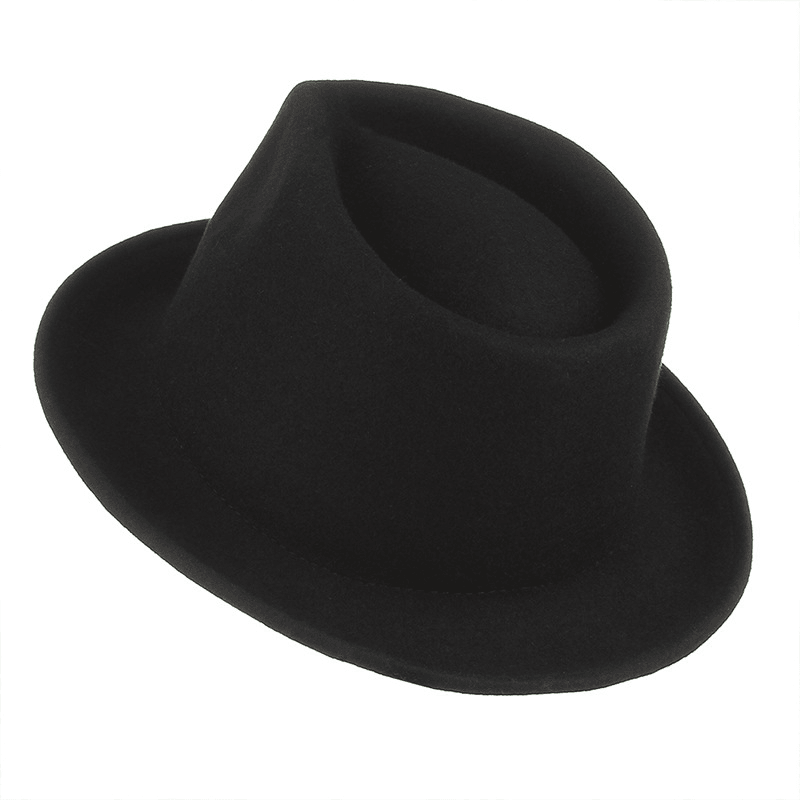 High-Grade Wool Curled Jazz Hat Wool Top Hat - MRSLM