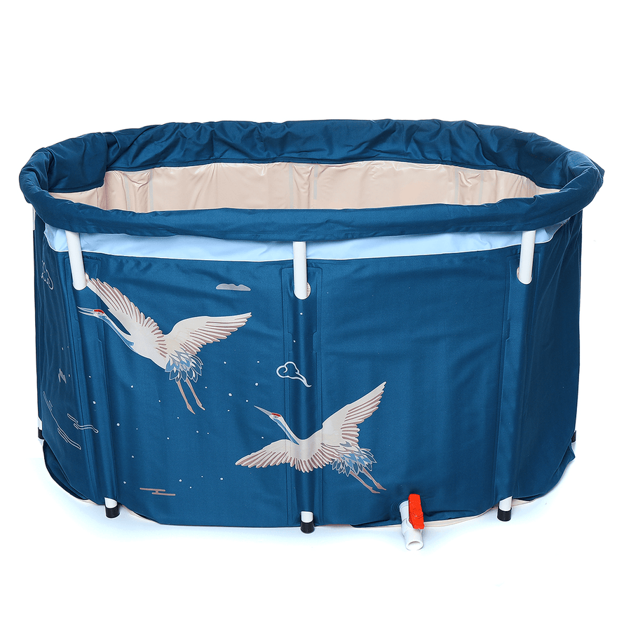 Bathtub Water Tub Folding Indoor Outdoor Portable Adult Spa Bath Bucket Blue - MRSLM