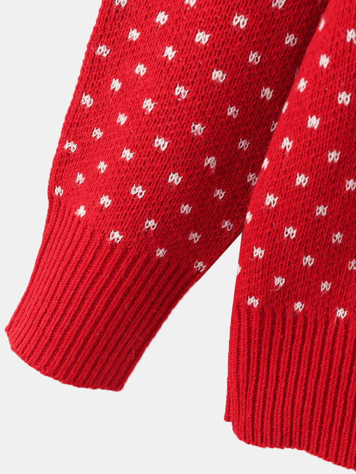 Women Christmas Reindeer Snowflake Pattern O-Nekc Long Sleeve Knitting Sweater - MRSLM