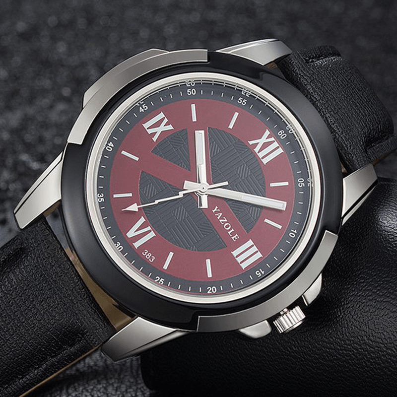 YAZOLE 383 Men Watch Leather Strap Luminous Casual Outdoor Male Quartz Wrist Watch - MRSLM