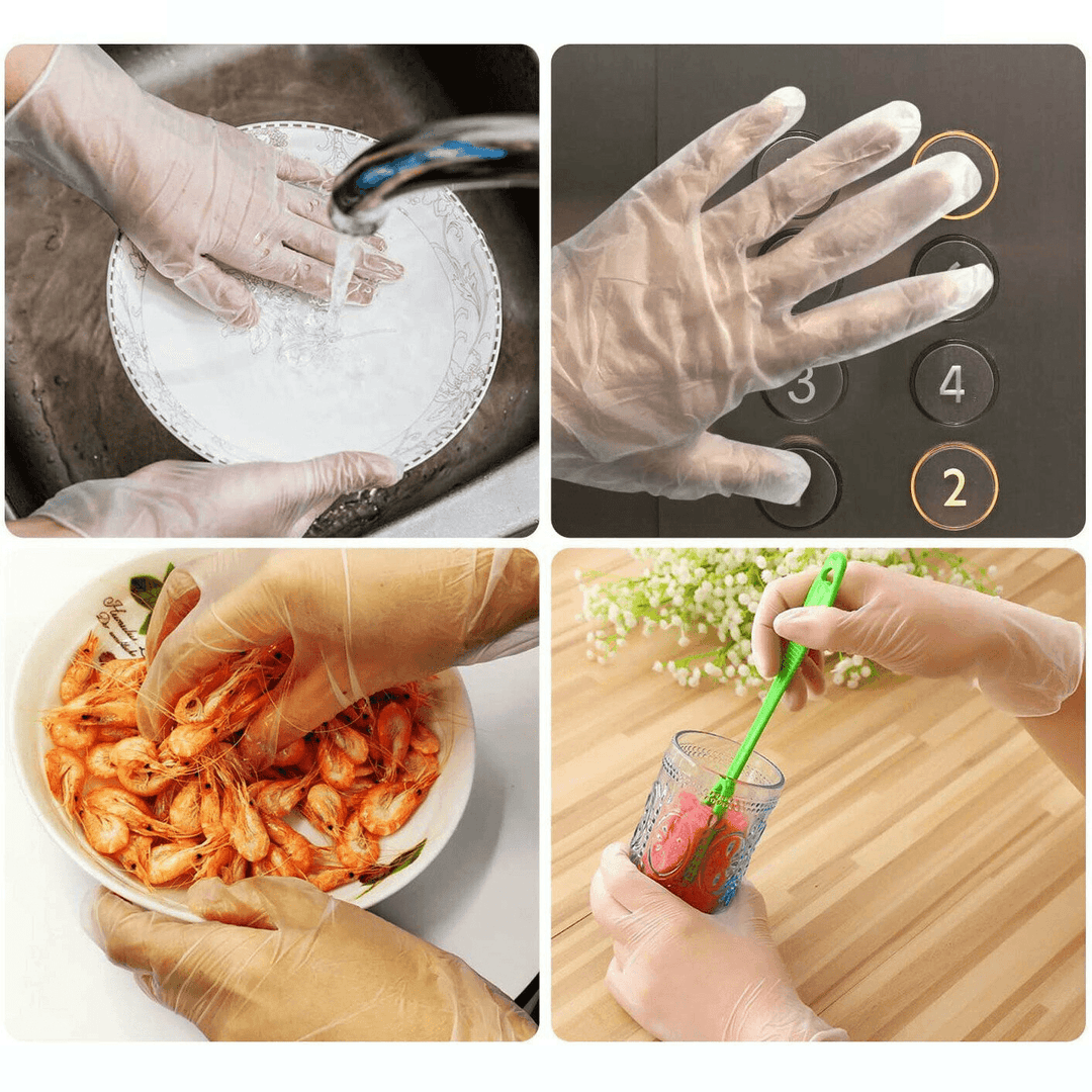 100Pcs Nitrile Disposable Gloves Tearproof Antibacterial Safety Stretchy BBQ Gloves Camping Picnic Travel - MRSLM