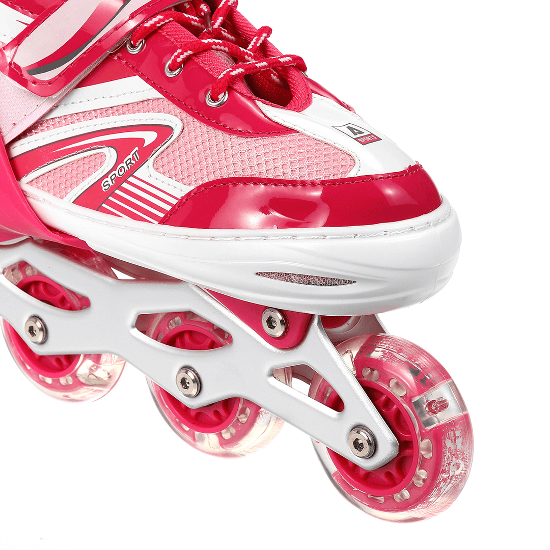 3 Size Inline Skates Sets with 4 LED Flashling PVC Skate Wheels Entry-Level Kid Women Roller Skates Birthday Gift for Teen Girl Boy Teenager - MRSLM