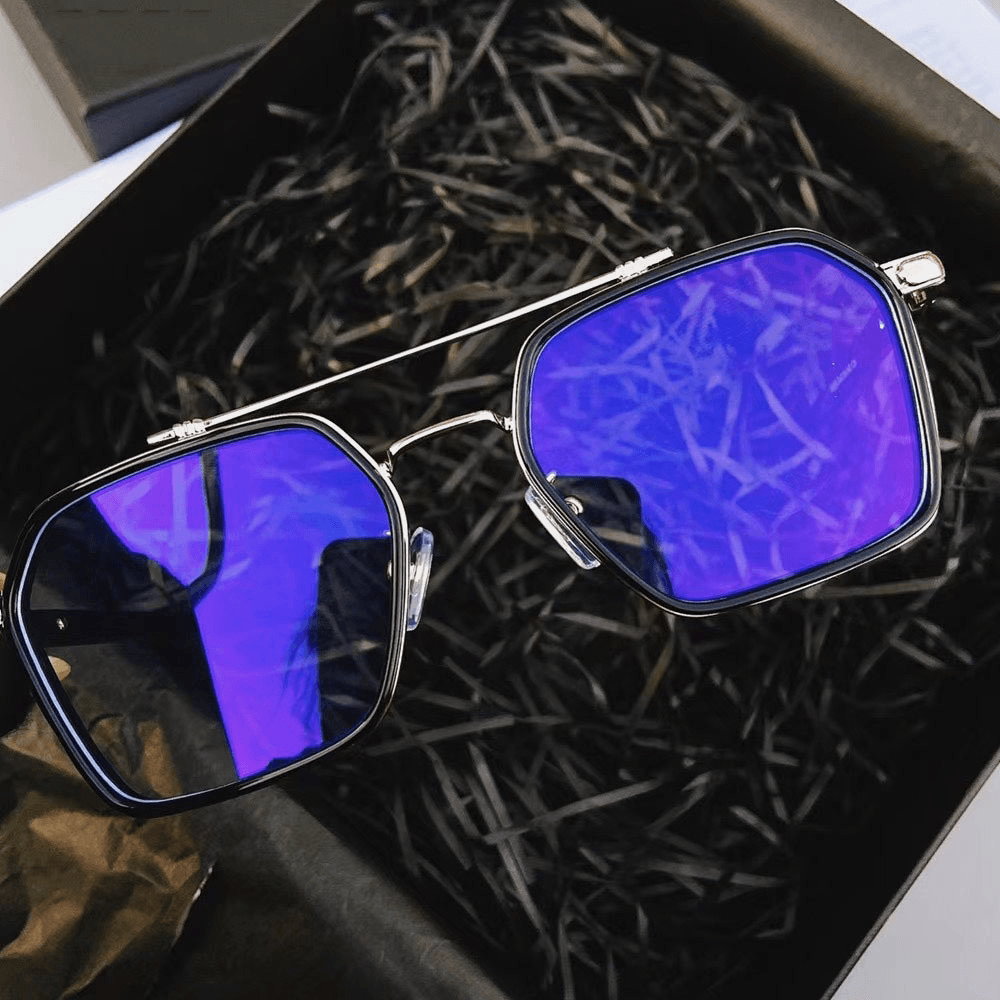 Unisex Large Full Frame Double Bridge Anti-Blue Light Anti-Uv Vintage Sunglasses - MRSLM