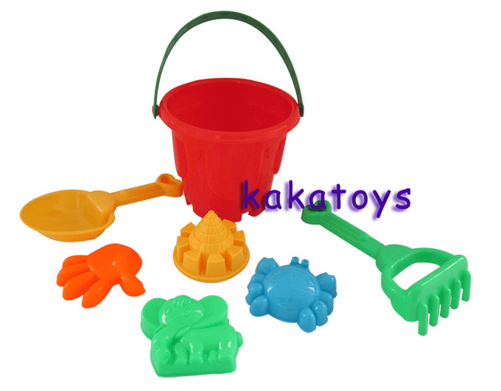Large Beach Bucket 7-Piece Set with Tools, Shovel, Rake, Hot-Selling Beach Play Toys in Summer - MRSLM