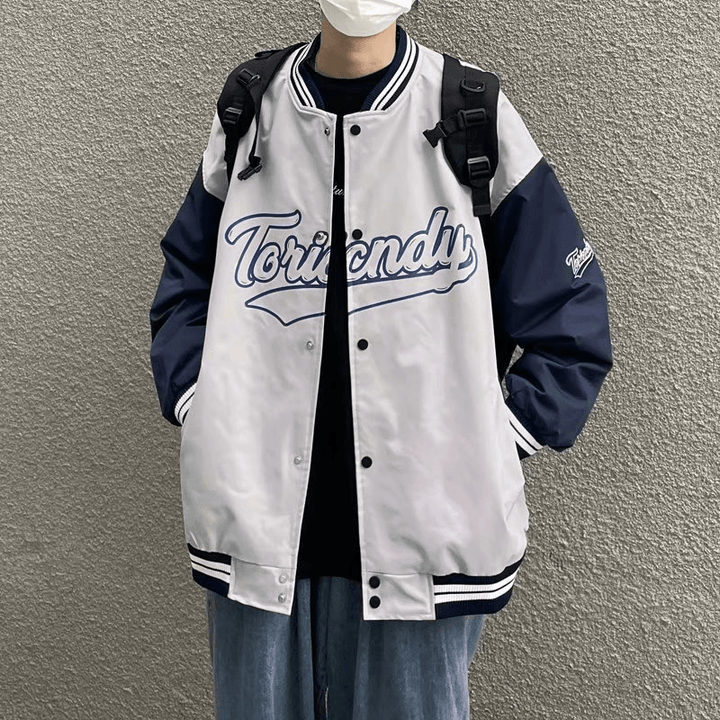 Spring Men'S Baseball Collar Jacket Korean Version of Loose Letters Embroidery Tide Brand - MRSLM