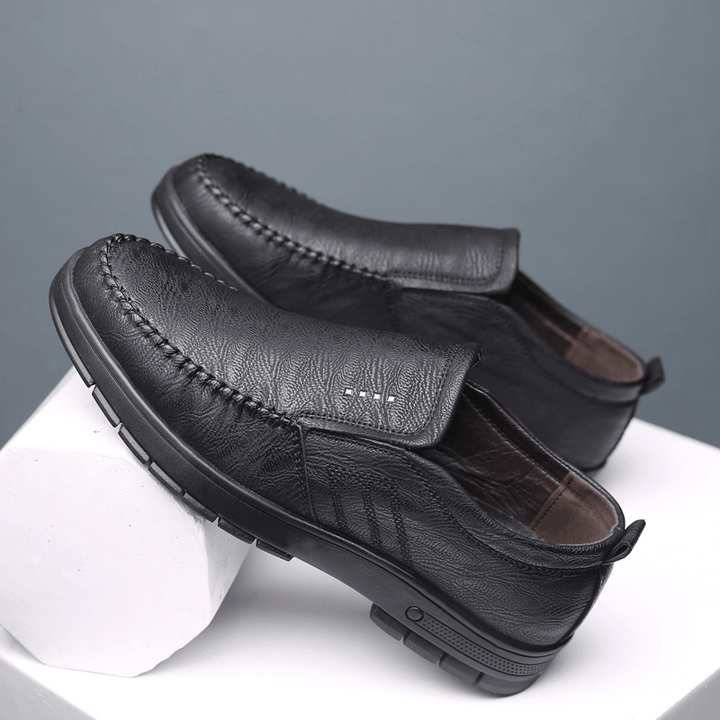Men Microfiber Breathable Soft Bottom Slip on Comfy Casual Business Shoes - MRSLM