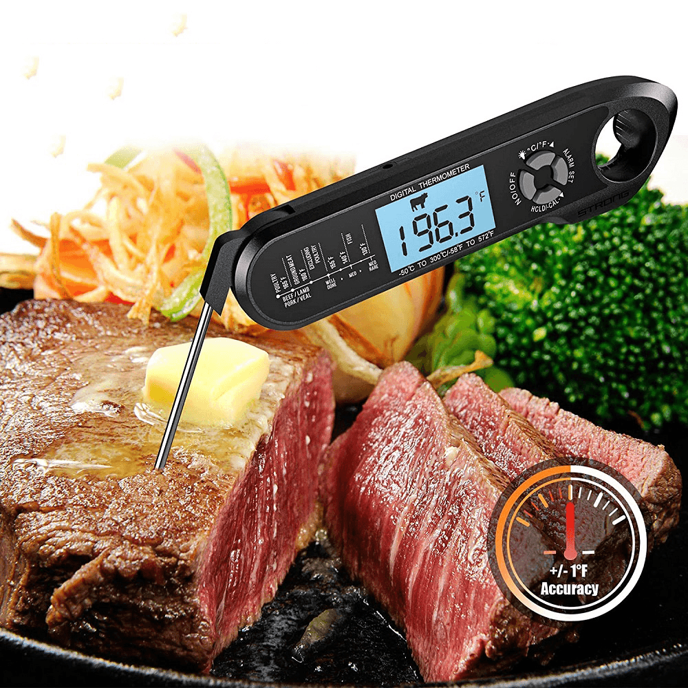 Meat Food Thermometer Instant Read Oven Safe 2 in 1 Dual Probe Digital Food Thermometer with Alarm Backlight for Kitchen Cooking Grilling Smoking BBQ - MRSLM