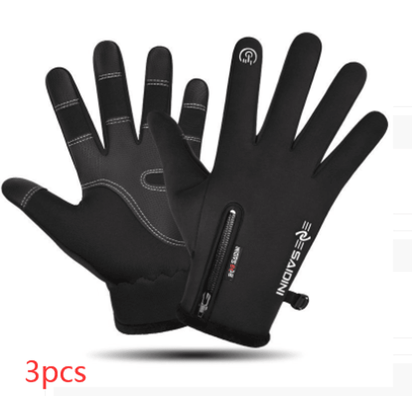 Men'S Autumn and Winter Gloves Touch Screen Zipper Waterproof Riding Outdoor - MRSLM