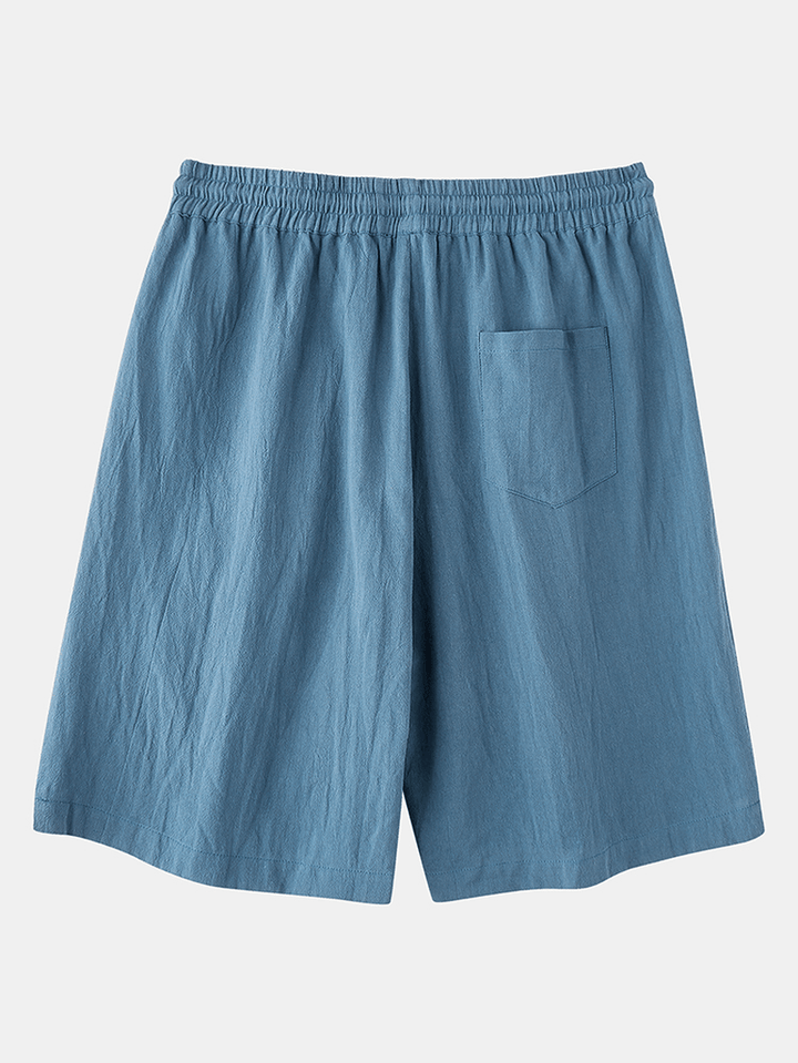 Mens Casual 100% Cotton Breathable Pockets Drawstring Fit Comfy Shorts - MRSLM