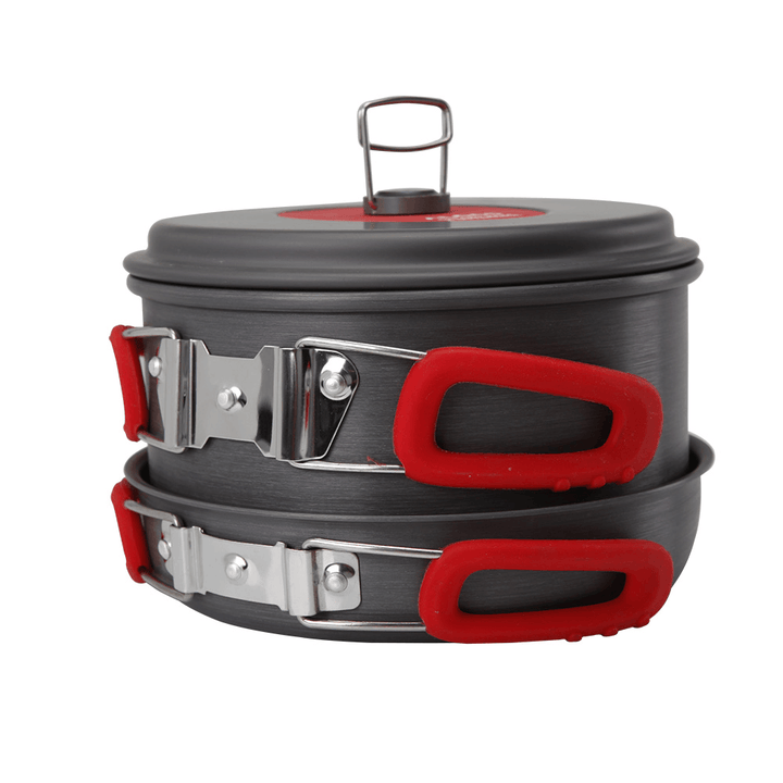Alocs Outdoor Portable 2-3 Persons Cookware Portable Picnic Pan Pot Bowl Utensil Cooking Set - MRSLM