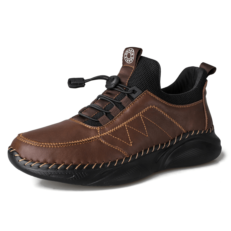 Men Comfy Cowhide Leather Light Weight Soft Casual Sport Shoes - MRSLM