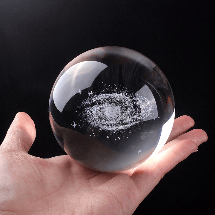 3D Laser Carving Galaxy Crystal Ball Miniature Model Crystal Craft Ball Decorations Glass Ball Home Decoration Gift - MRSLM