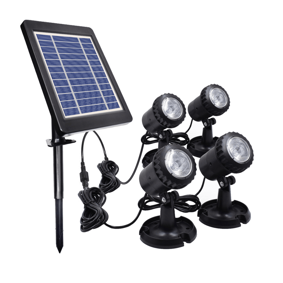 IP68 4 In1 Waterproof Underwater Fountain Pond Lights Solar Light LED Spotlights with Green/Blue/White Lamps for Outdoor Amphibious Lawn Pool Garden Path Aquarium - MRSLM