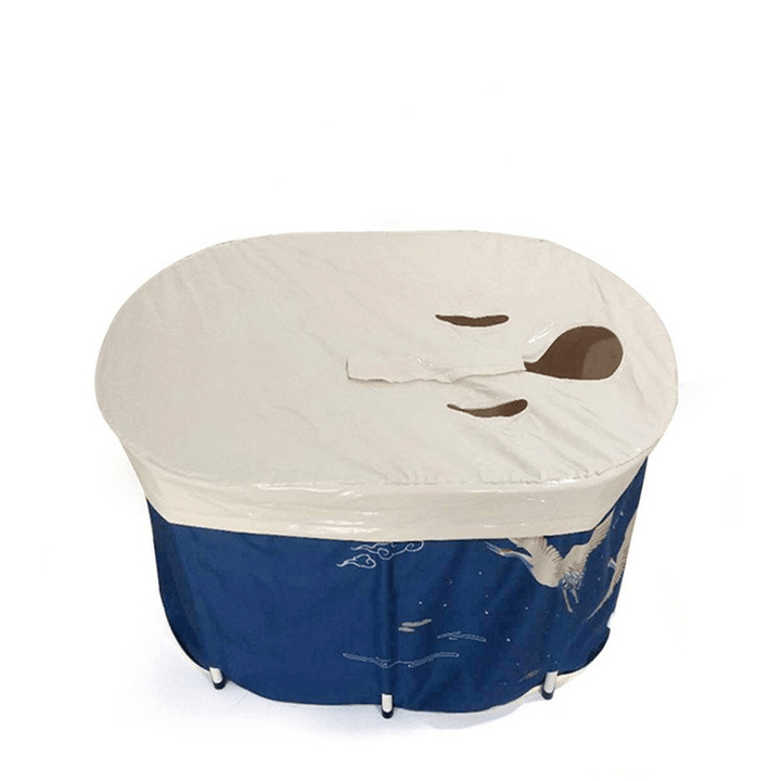 Portable Adult Thickened Folding Bathtub Household Large Bathtub Steaming Room Sauna Bath Barrel with Lid - MRSLM