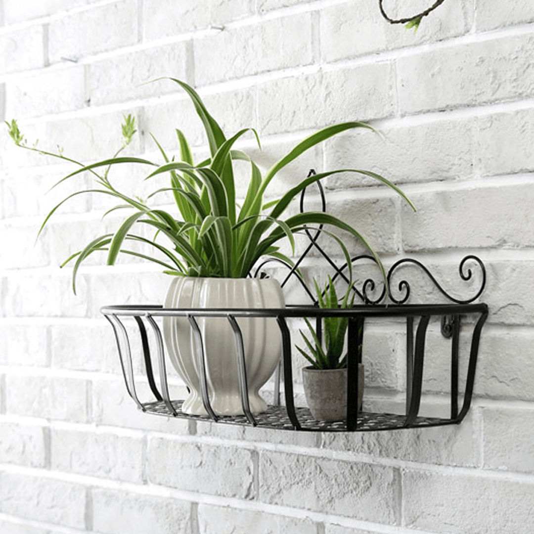 Black/White/Bronze S/M/L Iron Flower Pot Stand Small Pot Wall Holder - MRSLM