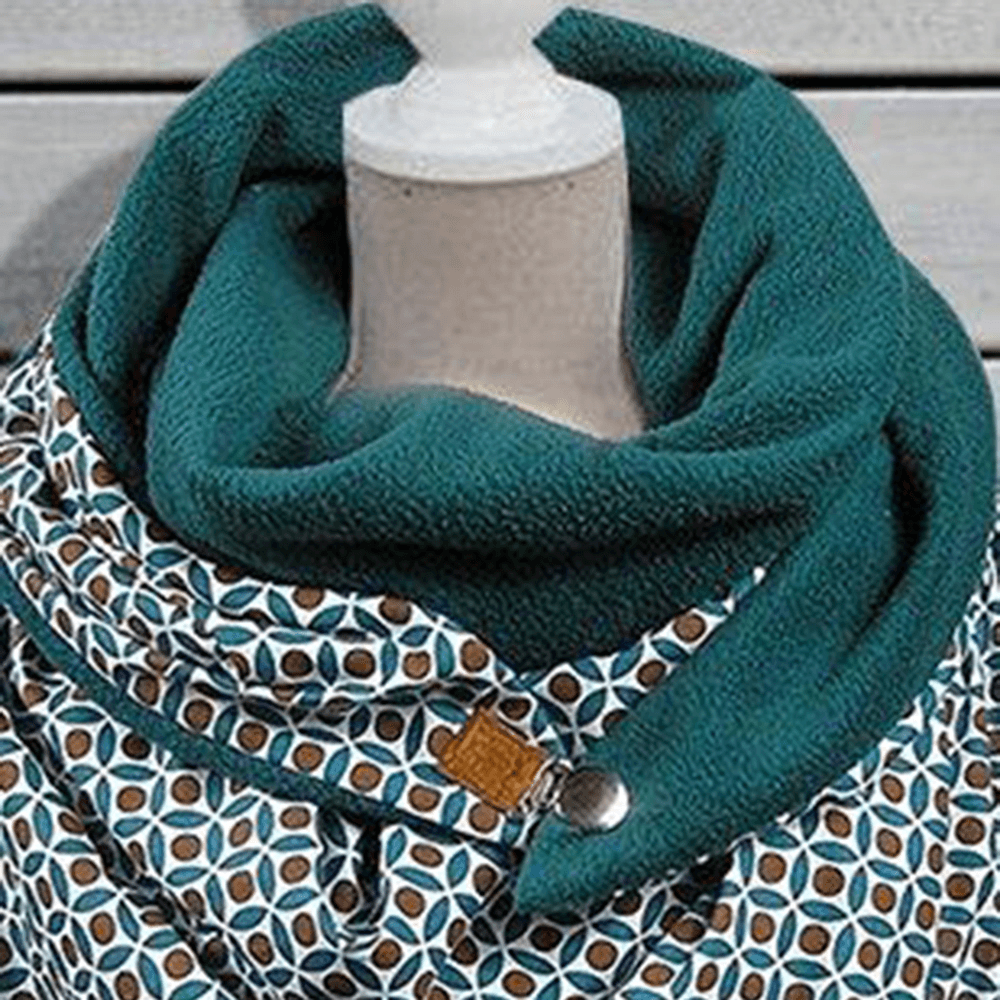 Women Cotton plus Thick Keep Warm Winter Outdoor Casual Geometry Pattern Multi-Purpose Scarf Shawl - MRSLM