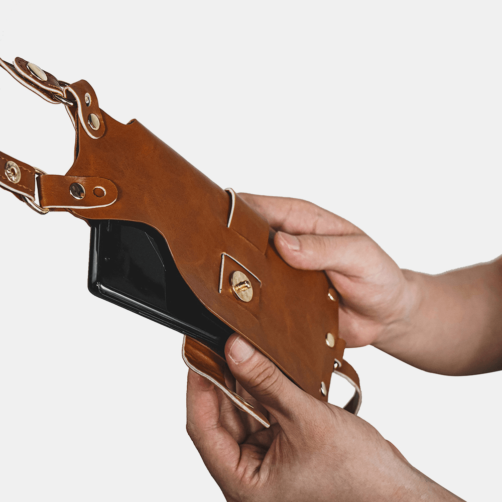 Men 6.3 Inch Phone Holder PU Waist Belt Bag Anti-Theft Shoulder Bag - MRSLM
