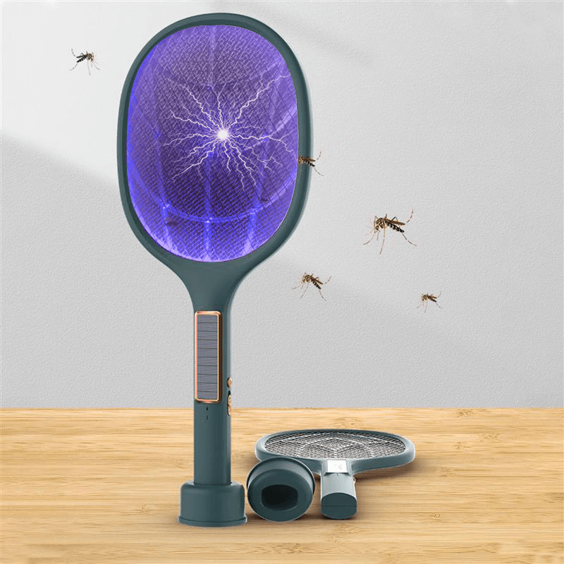 3000V 5W Electric Fly Swatter Usb/Solar Rechargeable Intelabe Bug Zapper with 3-Layer Safety Mesh - MRSLM