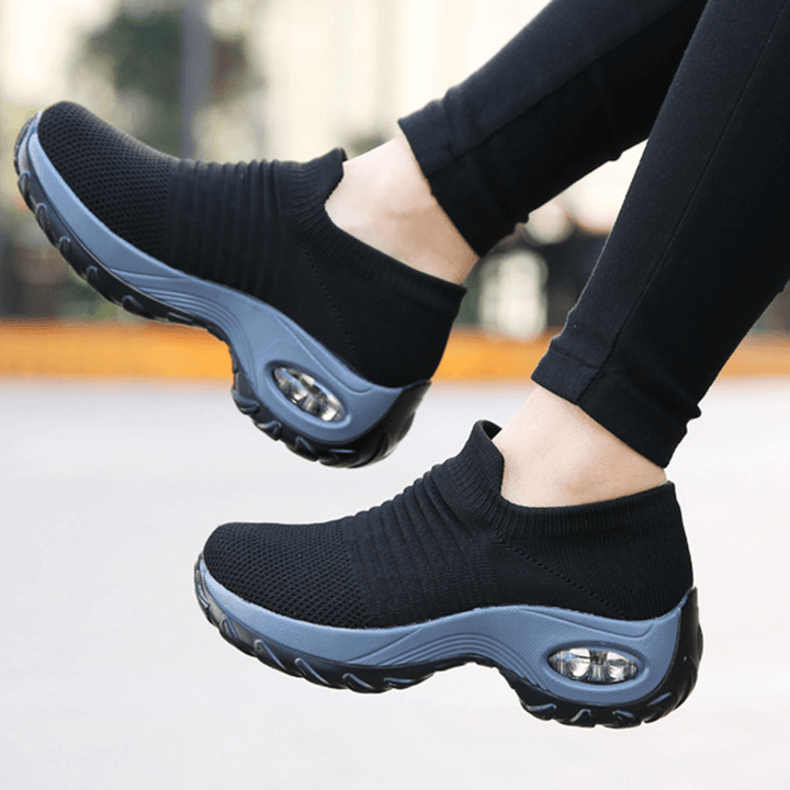 Women Outdoor Breathable Sock Mesh Rocking Sneakers - MRSLM