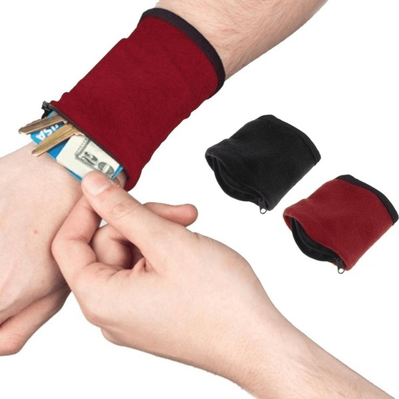 Wrist Wallet Pouch Band Fleece Zipper Running Travel Gym Cycling Safe Sport Wrist Wallet - MRSLM