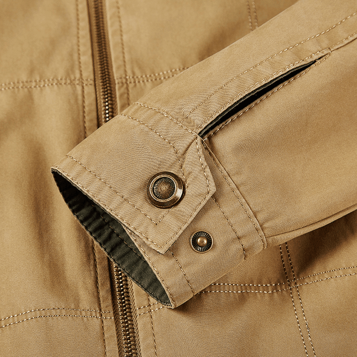 Men Reversible Double-Sided Wearable Cotton Zipper up Outdoor Jacket - MRSLM