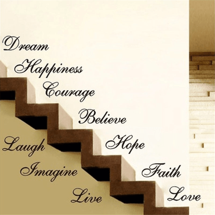 8Pcs Stair Wall Stickers Word Decal Home Mural Decor Art DIY 40X60 Black Letters - MRSLM